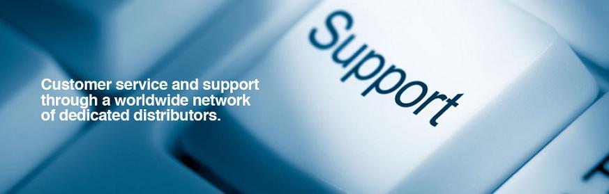 Customer service and support through a worldwide network of dedicated distributors